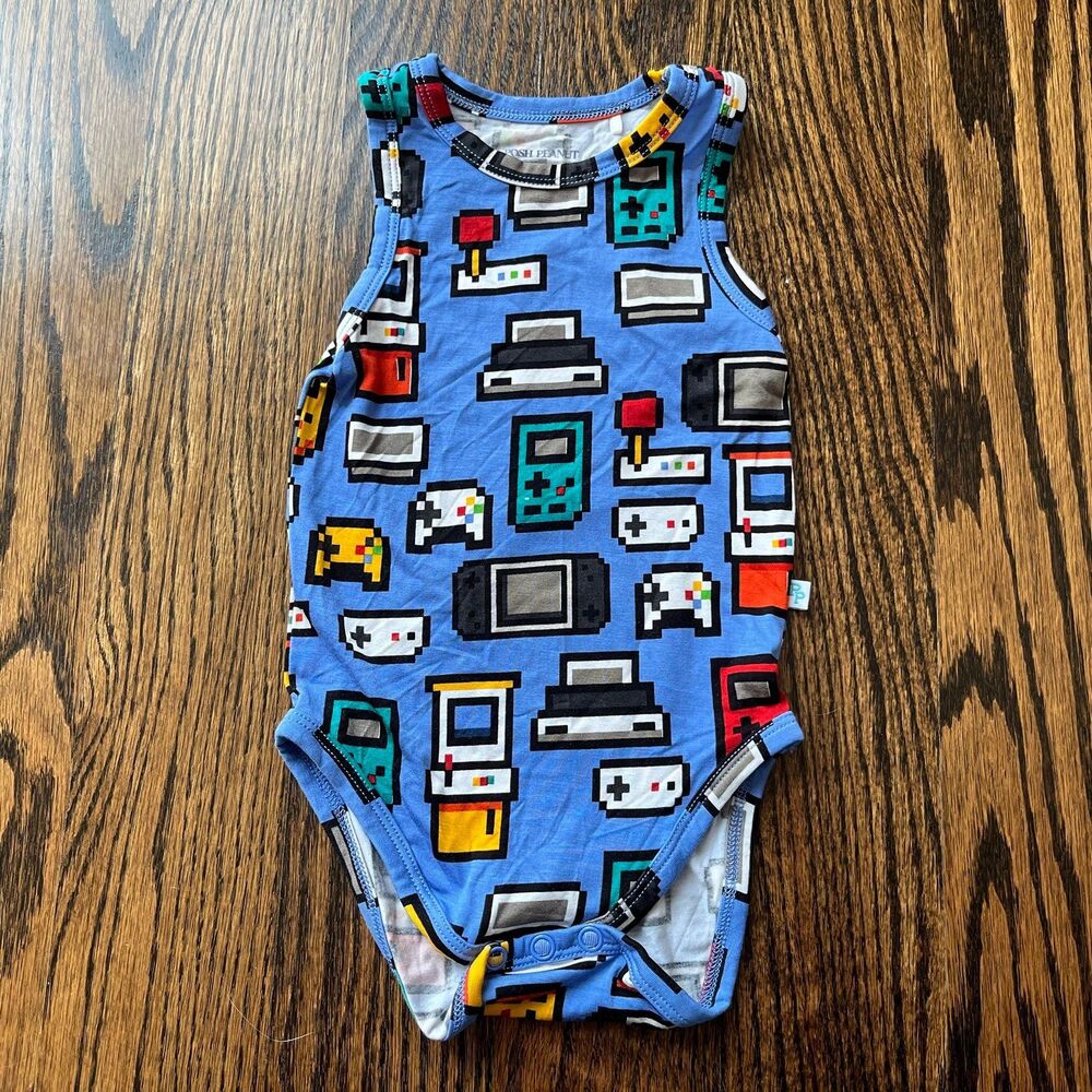 NWOT - Posh Peanut Game Over Sleeveless Bodysuit (6-12M)